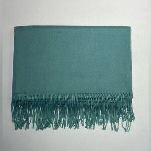 Cashmere Poncho Reversible Mint Green Fringed Made in Italy Lightweight Luxury